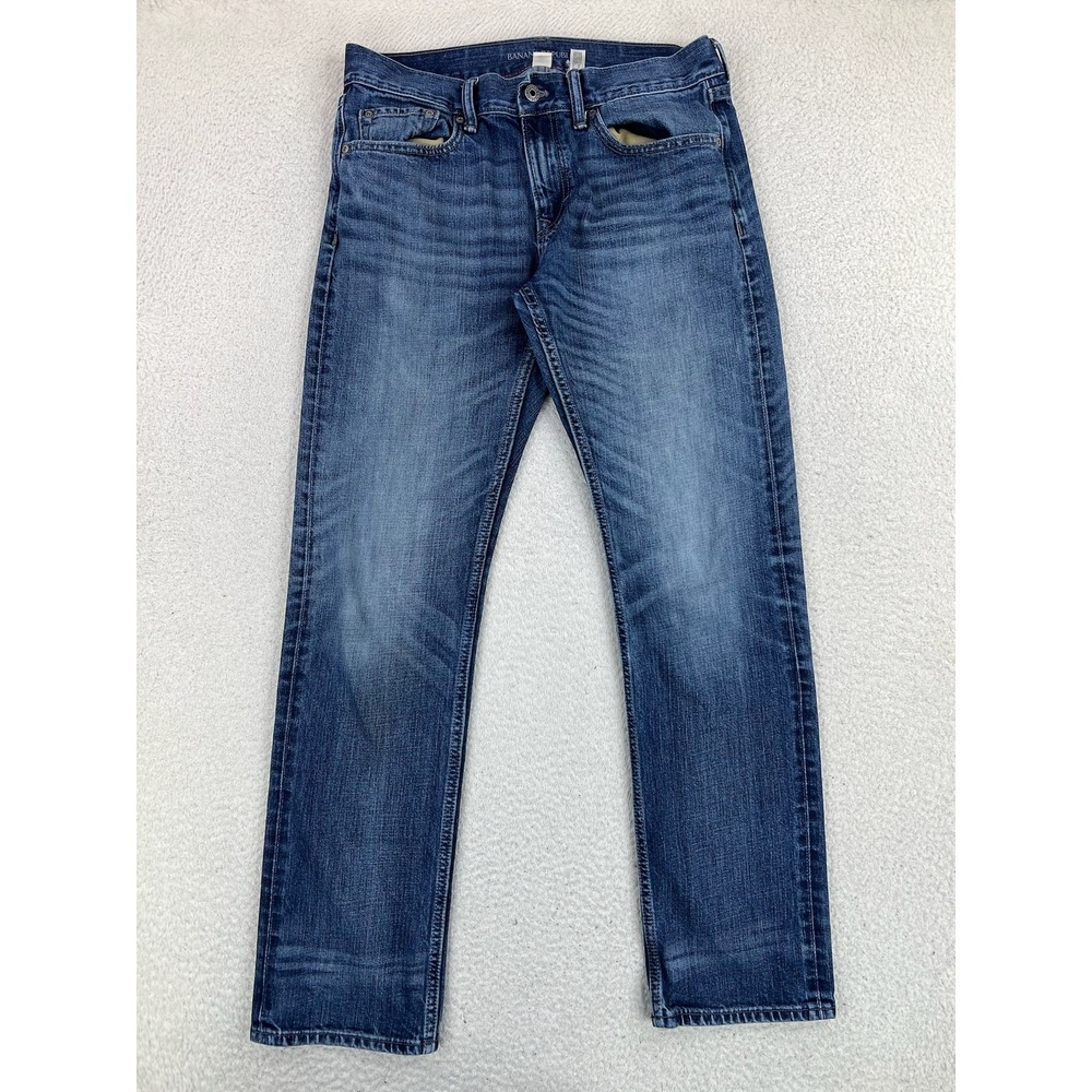 Banana Republic Slim Jeans Mens 32x32 Blue Slim Straight Cotton Denim Med Wash